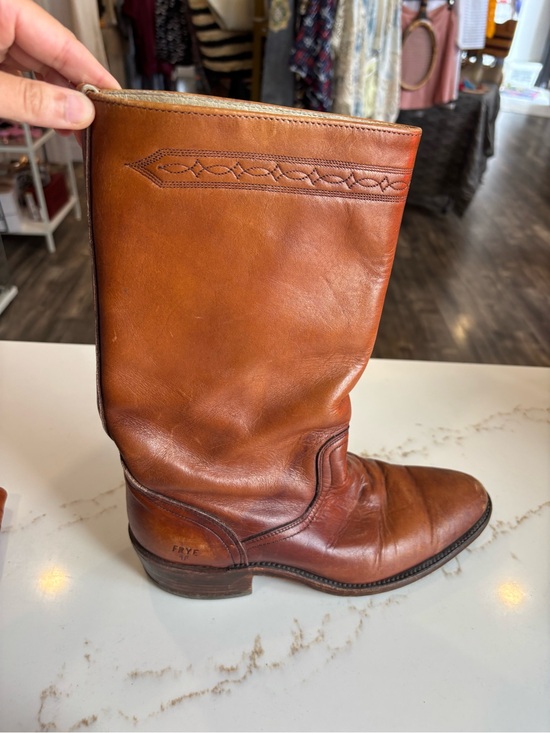 Frye Shoes - Frye Tan Leather Cowboy Boots - Neutral Leather Interior